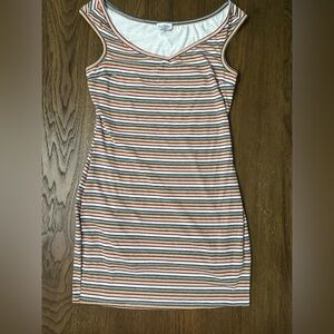 Bebe Women's Striped Tank dress- Pink and White size Large